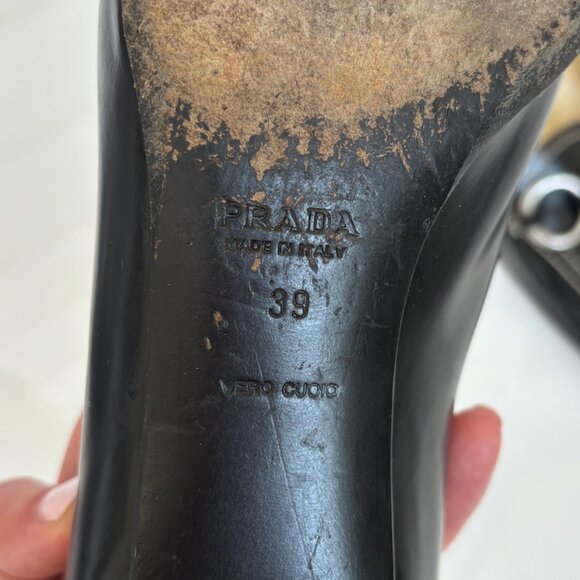 Prada Square Toe Loafer; Chunky Kitten Heel - Vintage - Picture 7 of 7